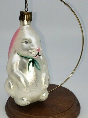 Vintage European Whitehurst Imports Blown Glass Bunny Ornament